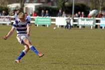 Tynedale's Chris Harris converts a try against Blackheath, National League Division 1, Tynedale Park, Corbridge, Northumberland.